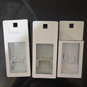 Silver Zirconia Earrings Set